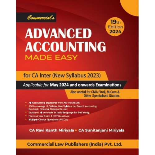 Commercial's Advanced Accounting Made Easy for CA Inter May 2024 Exam [New Syllabus] by CA. Ravi Kanth Miriyala, CA. Sunitanjani Miriyala
